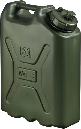 Scepter Paquete de 10 recipientes de agua portátiles de estilo militar para acampar y al aire libre, 5 galones, color verde, dispensador de bebidas