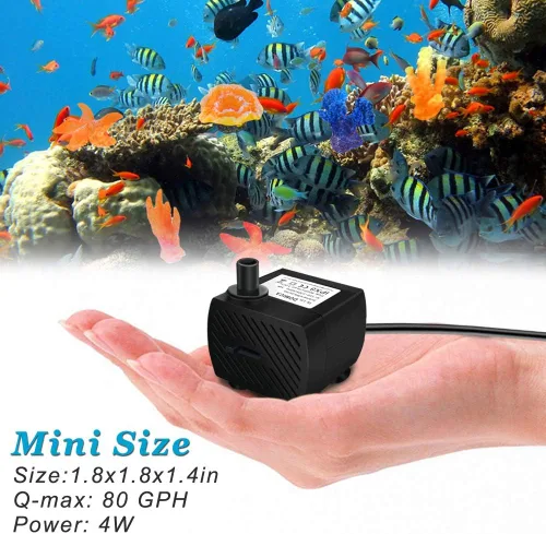 Miniatura 6 de DOMICA Mini bomba de agua sumergible (80 GPH 4 W) con tubo de 2.2 pies para estanque, acuarios, pecera, hidroponía, fuente de mesa, fuente