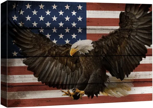 Miniatura 50 de wall26 Lienzo impreso para pared, panel de madera, bandera de Estados Unidos, historia educativa y escolar, arte moderno, nacional, clásico