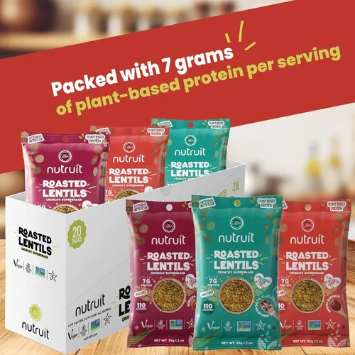 Miniatura 3 de Nutruit Snack de Lentejas Tostadas - Sal del Himalaya y Pimienta Negra Saludable - Vegano, Sin Gluten, Sin OMG, Alto en Proteínas, Saludable Para