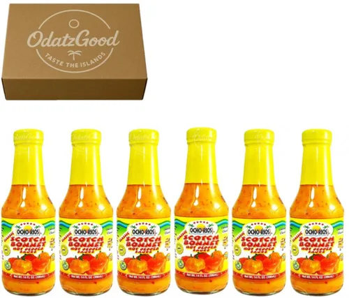 Miniatura 4 de Beta Flava (Ocho Rios) Scotch Bonnet - Salsa de pimiento picante de 5.5 onzas, paquete de 4 paquetes con ODatzgood (paquete de 4 de 5 onzas)