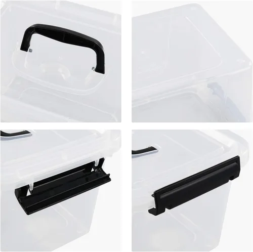 Miniatura 3 de Paquete de 6 cajas de almacenamiento de plástico de 5 litros con tapa, cajas con tapa transparente