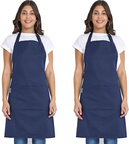 Miniatura 8 de Delantal de chef, delantal de cocina de algodón reciclado con un cuello ajustable con lazos largos, para cocinar, hornear