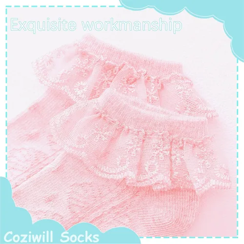 Miniatura 6 de Calcetines de encaje para bebé niña, con volantes, lindo vestido de princesa para recién nacido, 0-33-66-1212-24 meses, paquete de 56
