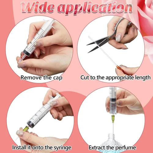 Miniatura 5 de Geiserailie Paquete de 6 herramientas de repuesto de perfume de 0.2 fl oz, juego de repuesto de jeringa de perfume con tubo de plástico, mini