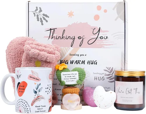 Regalos pensando en ti para mujeres - Paquete de cuidado para sentirse bien cestas de regalo después de la cirugía - Envíando abrazos de confort y