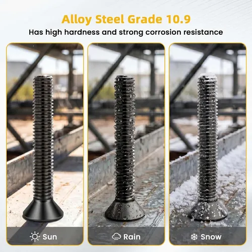 Miniatura 4 de Tornillos avellanados de cabeza plana M8-0.049 x 2.362 in, acero de aleación de grado 10.9, totalmente roscado, Allen Socket Drive, 10