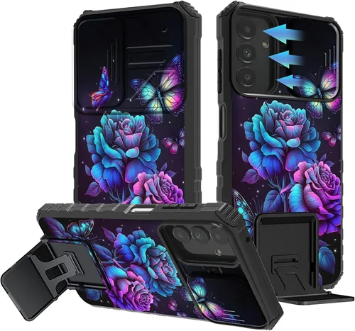Miniatura 890 de Funda para Samsung Galaxy S22 Ultra 5G, Galaxy S22 Ultra con cubierta de cámara deslizante, funda resistente de doble capa con función atril Black