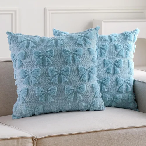 Miniatura 15 de Mixweer Juego de 2 fundas de almohada con moño, decoración de habitación coquette, lindas cosas preppy de piel sintética suave con lazo, fundas
