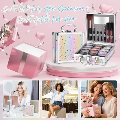 Miniatura 8 de YBUETE Juego de maquillaje para principiantes para adolescentes, niñas, mujeres, regalo de maquillaje para ella, kit de maquillaje con estuche
