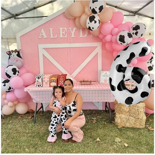 Miniatura 3 de Globo con el número 2 con estampado de vaca, globo de 40 pulgadas, suministros de fiesta de animales de granja para segundo cumpleaños, decoraciones