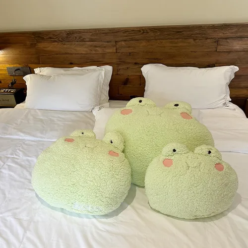 Miniatura 6 de Almohada de felpa de rana, adorable animal de peluche de rana (15 * 14 pulgadas), decoración de cojín para el hogar, almohada para abrazar de felpa