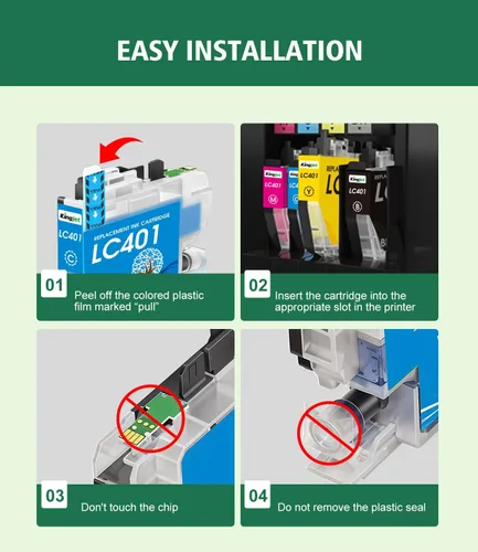 Miniatura 7 de Kingjet LC401 - Cartuchos de tinta de repuesto para cartuchos de tinta Brother LC401 compatibles con MFC-J1010DW MFC-J1170DW MFC-J1012DW, 4