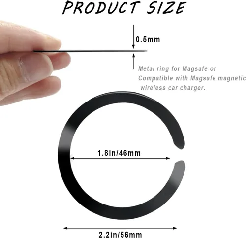 Miniatura 2 de 12 calcomanías universales de anillo de metal compatibles con MagSafe de carga inalámbrica magnética para iPhone 17/16/15/14/13/12 Pro Mini Max