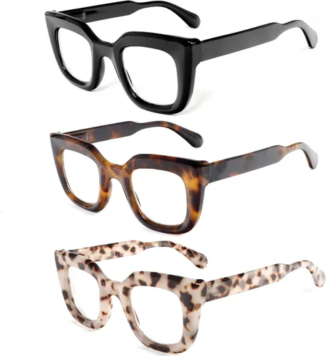 Miniatura 2 de REAVEE Oprah Style - Gafas de lectura para mujer, elegantes y bonitas, paquete de 3 unidades, con bloqueo de luz azul, con bisagra de resorte