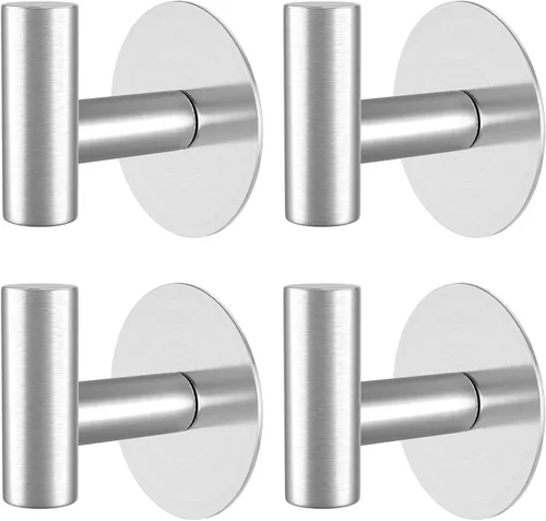 Miniatura 14 de Ganchos de pared autoadhesivos, ganchos de pared de acero inoxidable resistentes, ganchos para toallas para colgar batas, delantales, abrigos