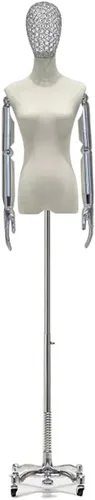 Miniatura 12 de Maniquí de forma de vestido femenino con ruedas universales, cuerpo de modelo, torso con brazos y cabeza desmontables para ferias de manualidades