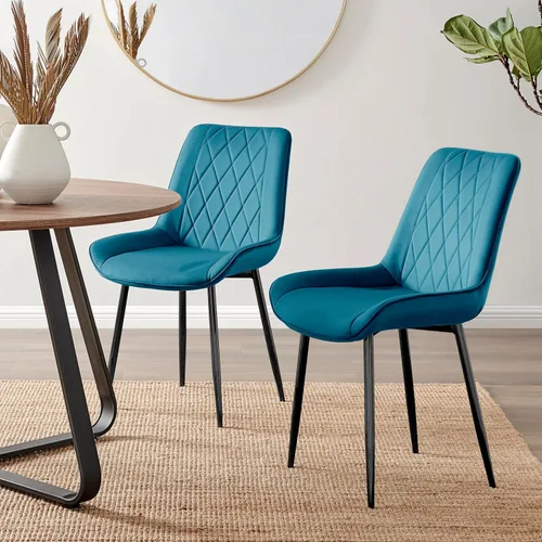 Miniatura 22 de Furniturebox - Juego de 2 sillas de comedor Pesaro, terciopelo crema, plateado, patas de metal cromado, modernas, contemporáneas, de lujo, sillas