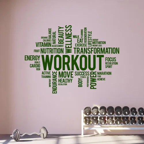 Miniatura 7 de Vinilo adhesivo de pared para entrenamiento, bienestar, gimnasio, gimnasio, gimnasio, gimnasio, deporte, palabras motivacionales, decoración grande