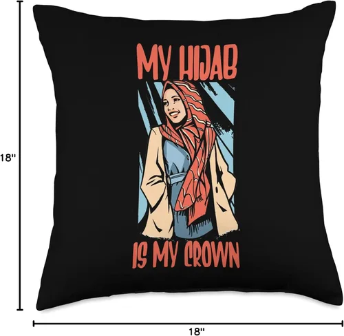 Miniatura 4 de My Hijab Is My Crown Islamic Muslim Women Gift My Hijab is My Crown Religión Islámica Almohada de mujer musulmana, 18 x 18 pulgadas, multicolor