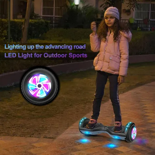 Miniatura 2 de FLYING-ANT Patinete autoequilibrante de 16.51 cm con altavoz y luces LED rojas Negro