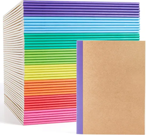Miniatura 12 de feela Paquete de 16 cuadernos de composición al por mayor, cubierta de papel kraft, páginas rayadas con renglones universitarios, diarios de 8