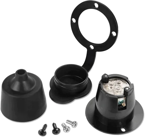 Miniatura 4 de Toma de corriente con bridas, NEMA 5-15 15 Amp Toma de corriente con brida de hoja recta con tapas, 120-125 voltios, 2 polos-3 cables, grado