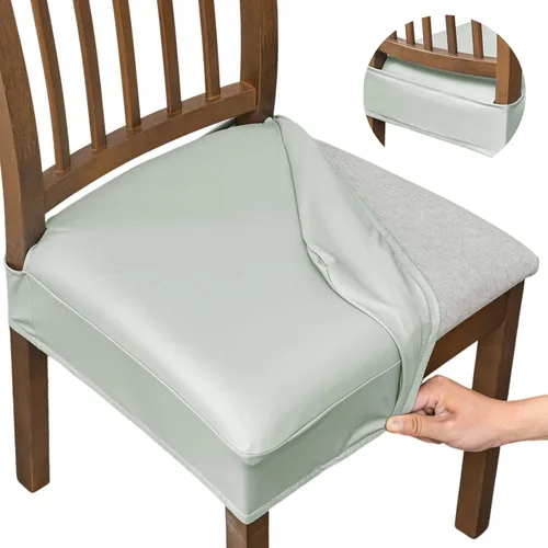 Miniatura 14 de NILUOH Fundas impermeables para asientos de sillas de comedor, juego de 2, fundas de asiento de cuero PU para sillas de comedor, fundas de asiento