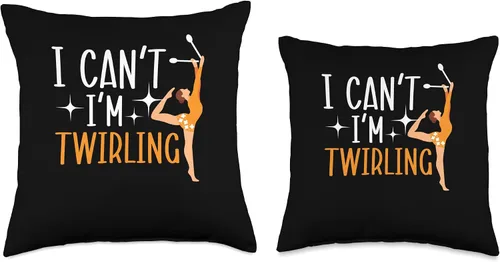 Miniatura 3 de I Can't I'm Twirling Baton Twirler Baton Twirling Throw Pillow