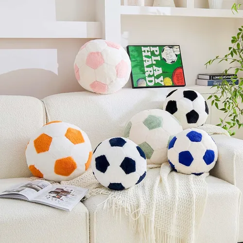 Miniatura 3 de XVTRU Almohada de fútbol de la Copa del Mundo, almohada estética para decoración del hogar, almohadas de felpa redonda para pelota de fútbol