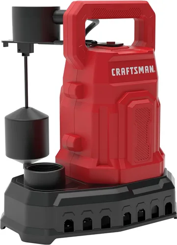 Miniatura 9 de CRAFTSMAN Termoplástico reforzado con fibra de vidrio de 1/3 HP, bomba de sumidero totalmente sumergible, bomba de agua eléctrica multiusos