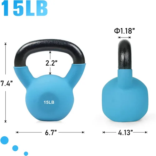 Miniatura 3 de RitFit Pesa rusa de hierro fundido sólido con revestimiento de neopreno, 5, 10, 15, 20, 25, 30, 35, 40, 45, 50 libras, ideal para entrenamiento