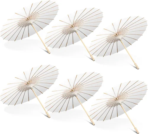 Sanwuta 8 Pcs 23.6 Inch Paper Umbrella Chinese Japanese Handmade Oil Paper Parasol DIY for Wedding Bridal Party Photo Props