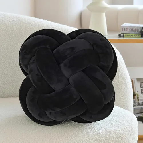 Miniatura 12 de Bola de almohada de nudo, cojines decorativos con tela de terciopelo para sofá cama, decoración de 12 pulgadas, cojines cuadrados anudados para sala