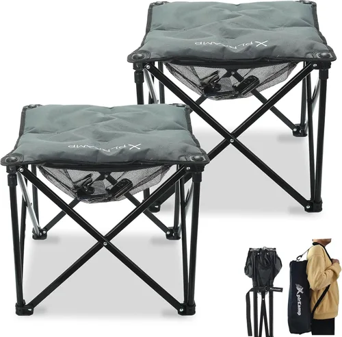 Miniatura 8 de Taburete acolchado para campamento, reposapiés de gran tamaño de 18 pulgadas, sillas de campamento de 500 libras, taburete portátil para camping