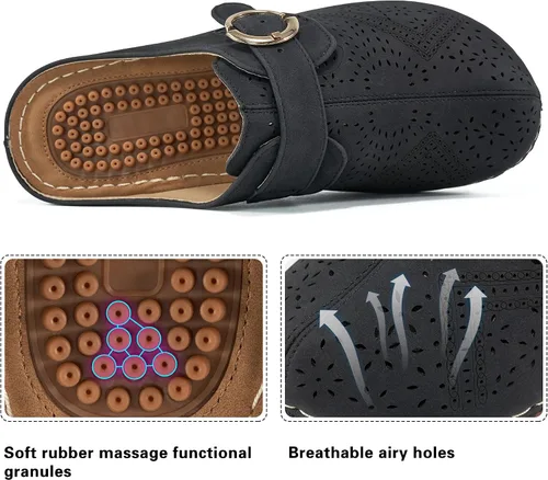 Miniatura 3 de Alicegana Zuecos casuales de verano para mujer, con soporte de arco, zapatos de cuña cómodos