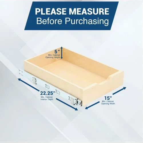 Miniatura 3 de Knape & Vogt RS-WMUB-14-4-AS 5 pulgadas de alto x 14.88 pulgadas de ancho 22 pulgadas de profundidad Caja de cajón de madera extraíble organizador