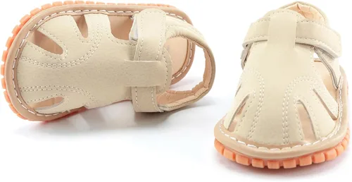 Miniatura 7 de SOFMUO Sandalias chirriantes antideslizantes con suela de goma suave y puntera cerrada, zapatos de verano al aire libre para niños pequeños