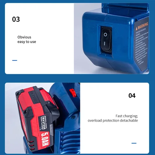 Miniatura 8 de Pulverizador de pintura sin aire de alta presión, modo dual inalámbrico/eléctrico de 1.2L, 6 velocidades ajustables, manguera de 70 pulgadas
