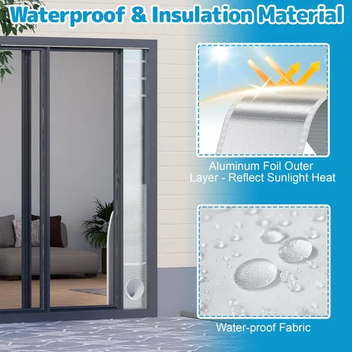 Miniatura 4 de Air Jade Kit de ventilación de puerta corredera de aire acondicionado portátil, kit de ventilación de CA para puerta corredera aislada