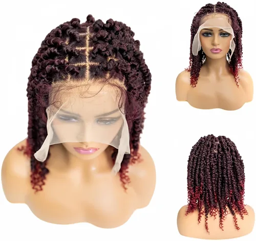 Miniatura 7 de PIB Peluca de encaje completo individual de 12 pulgadas, diseño de Passion Twist con raya cuadrada, pelucas trenzadas sin nudos para mujeres negras