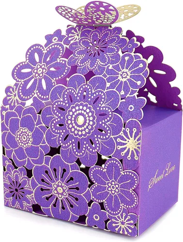 Miniatura 10 de Kslong Juego de 50 unidades por juego de cajas de regalo de galletas, recuerdos románticos de boda, bonita caja de chocolate para bodas, suministros