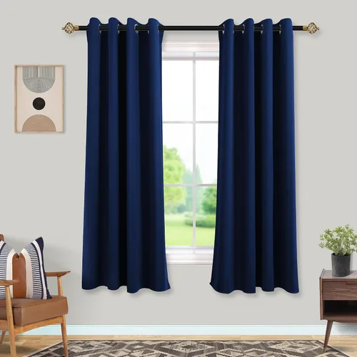 Miniatura 58 de Mrs.Naturall Cortinas Azul Real para Dormitorio, Cortinas Opacas Cortas Medianas Azul Cobalto para Cocina Decoración de Habitación de Adolescentes