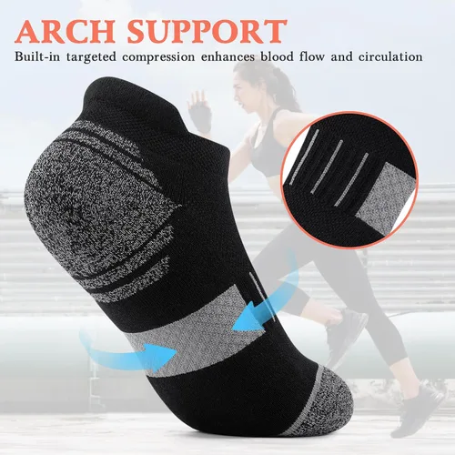 Miniatura 5 de Amutost Calcetines tobilleros para mujer, calcetines atléticos para correr, cómodos, acolchados, 6 pares