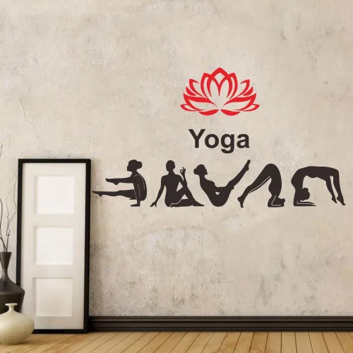 Miniatura 9 de Adhesivo de pared para estudio de yoga, calcomanía de PVC extraíble con patrones de loto e hinduismo, regalo único para los amantes del yoga, ideal