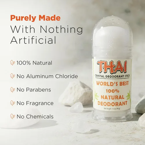 Miniatura 3 de Desodorante Thai Crystal Piedra de alumbre de sal mineral natural de potasio Sin perfume, sin aluminio, desodorante hipoalergénico para mujeres