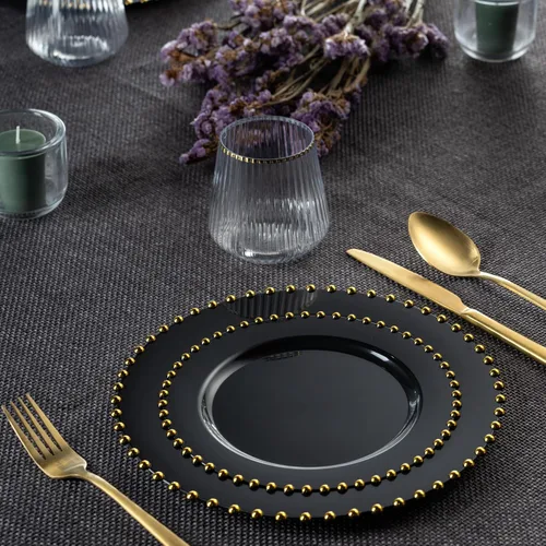 Miniatura 2 de Plasticpro - Juego de platos combinados de 32 piezas de plástico para cena, platos desechables de plástico elegantes y resistentes para fiestas de 7