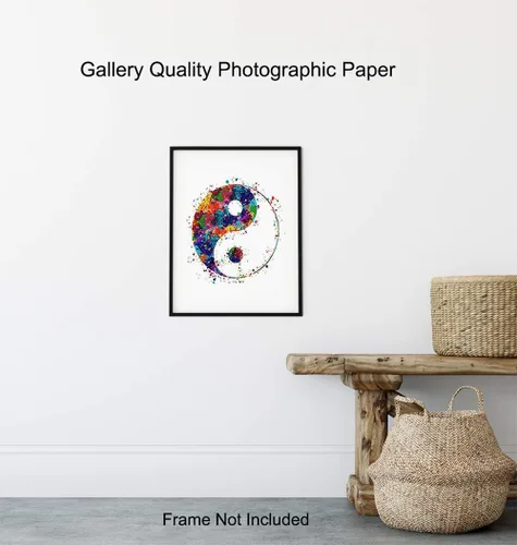 Miniatura 8 de Yin Yang - Impresión artística inspiradora de acuarela zen, foto sin marco de 8 x 10 pulgadas, regalo motivacional para meditación, fanáticos