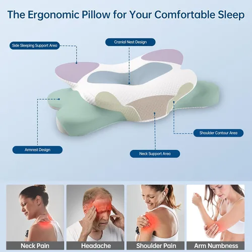 Miniatura 5 de Almohada cervical cervical para dormir, almohada ergonómica para dormir de lado para soporte de cuello, almohadas de espuma viscoelástica de alta