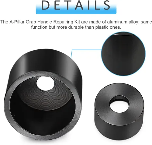 Miniatura 5 de auovo Un kit de reparación de mango de agarre de pilar se adapta a aleación de aluminio Ram 1500 2500 3500 2002-2009 (negro)